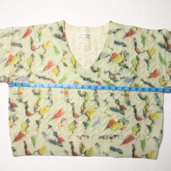 Anthropologie Fisherman Catch of the Day Cable-Knit Wool Sweater Fly Fishing - Picture 6 of 9